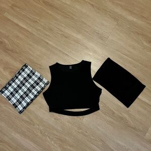 ♥️ 3 Crop Tops/Black, White/Hollister, SHEIN, Aeropostsle/Size Large